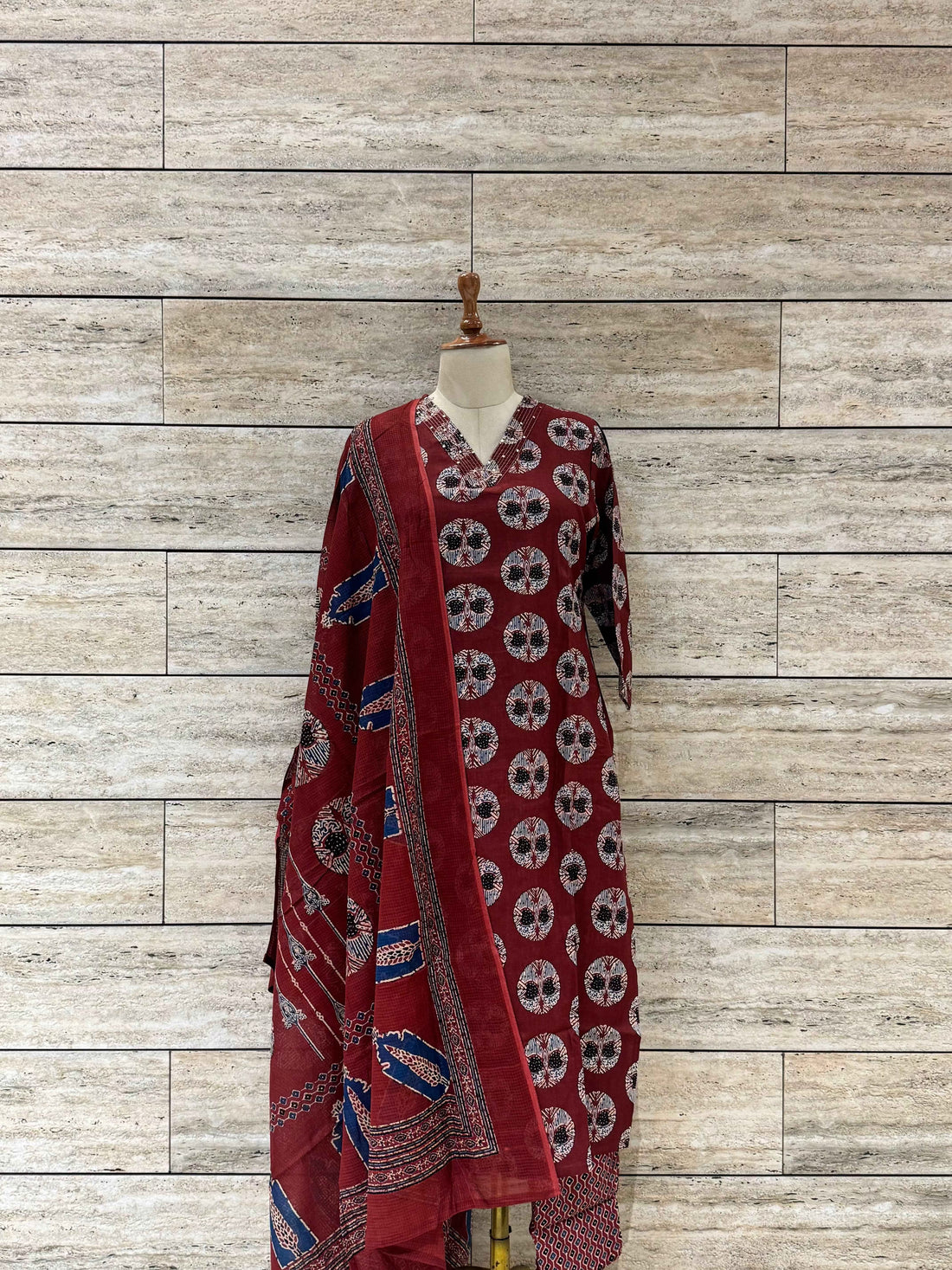 Pure Cotton Ajrakh  Print Dupatta Set (Copy)