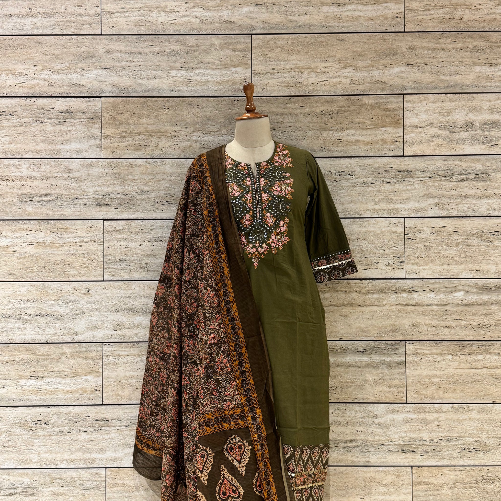 Pure Cotton Ajrakh  Print Dupatta Set LC097