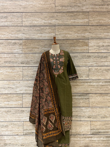 Pure Cotton Ajrakh  Print Dupatta Set LC097