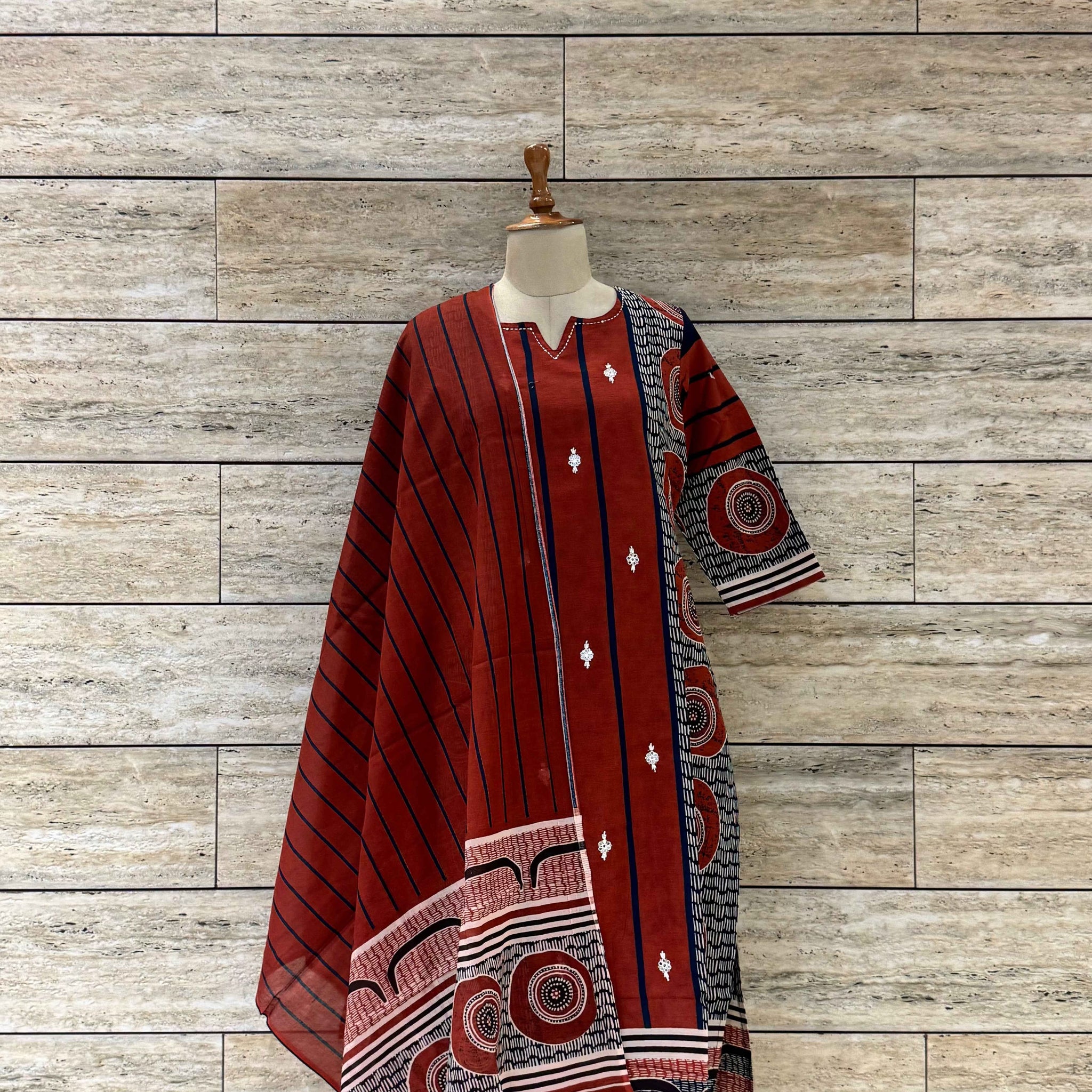 Pure Cotton Ajrakh  Print Dupatta Set (Copy)