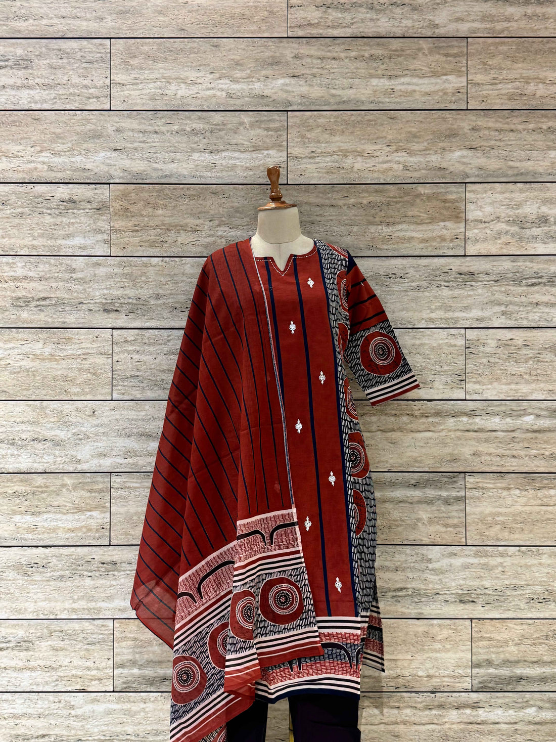 Pure Cotton Ajrakh  Print Dupatta Set (Copy)