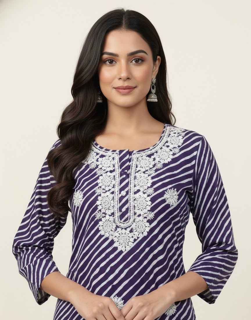 Pure Cotton Three Piece Dupatta Set  CS0293