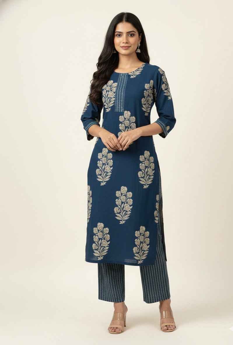 Pure Cotton  Floral Print Dupatta Set