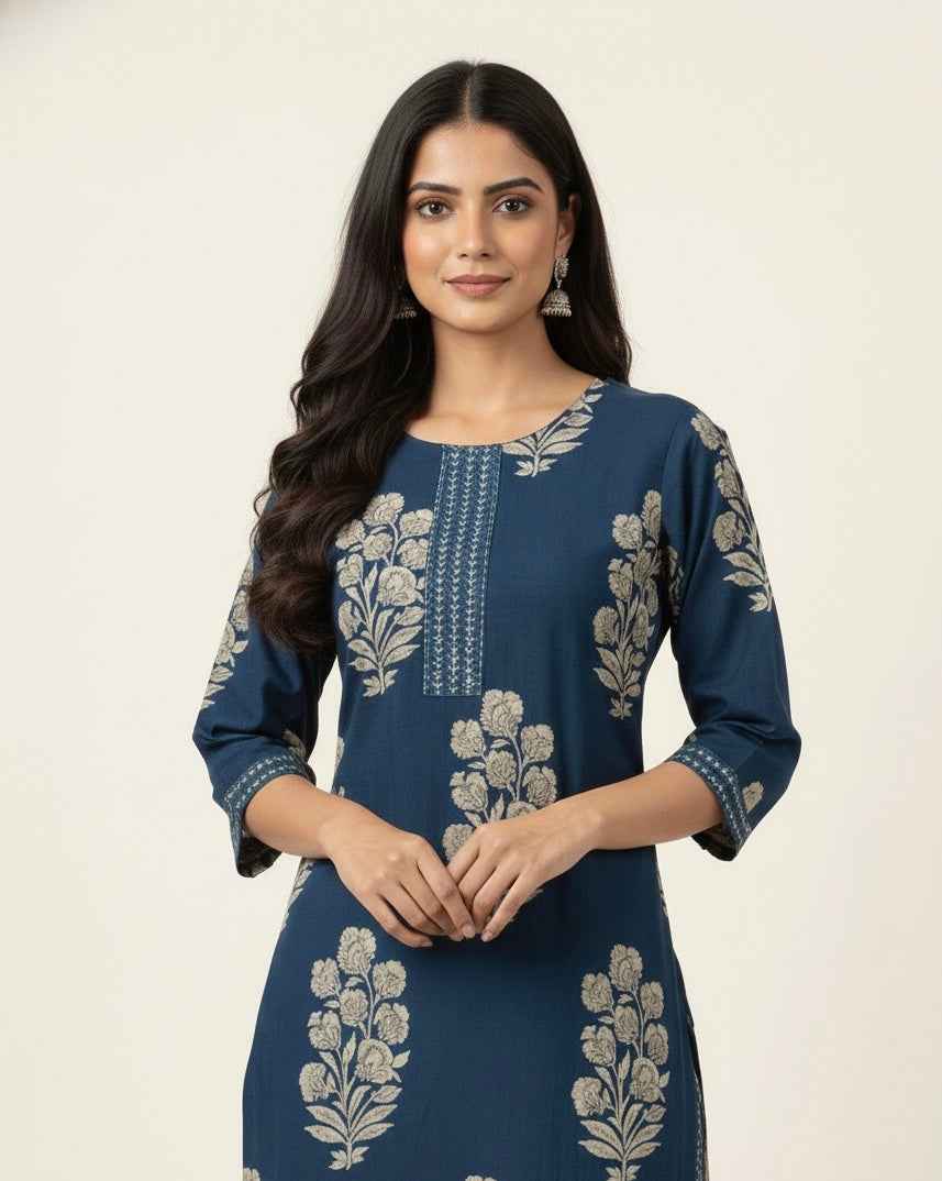 Pure Cotton  Floral Print Dupatta Set