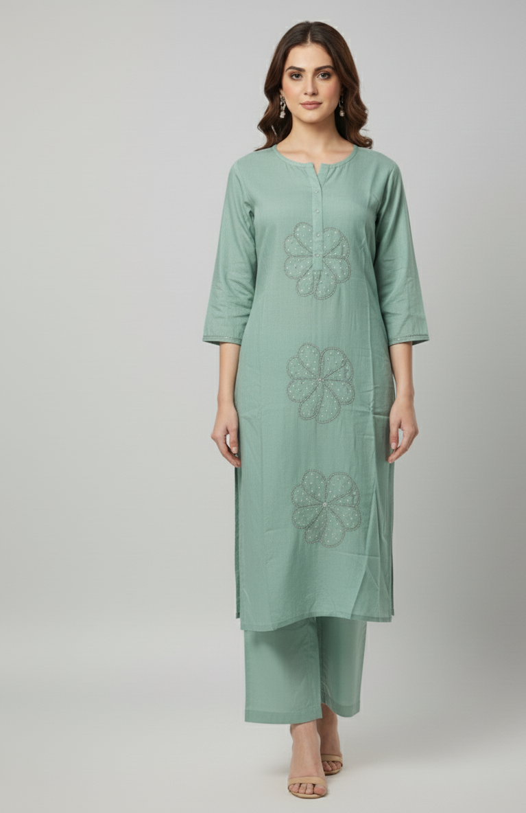 Soft Cotton Silk Kota Doriya Dupatta Set With Handwork KD006