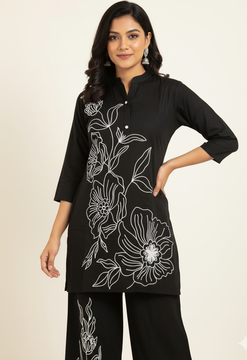 Pure Reyon Co Ords with Fine Embroidery Work - FL0114