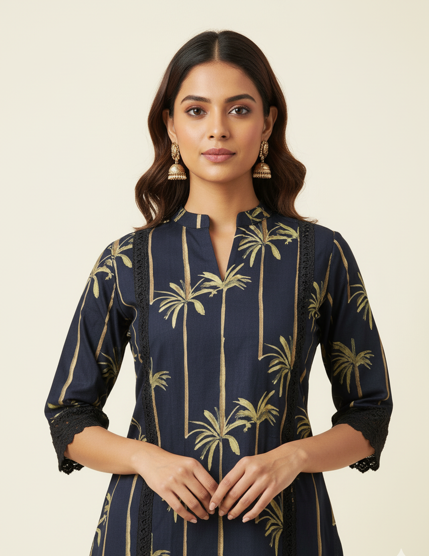 Loom Style Co Ord Sets in pure Cotton with lace work -  FL0145