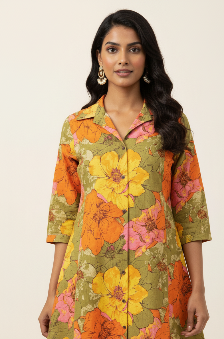 Floral Print Pure Cotton Long Co Ord Collection   FL0121