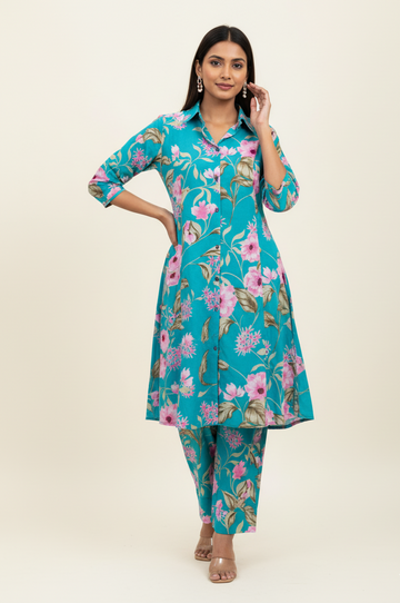 Floral Print Pure Cotton Long Co Ord Collection   FL0124