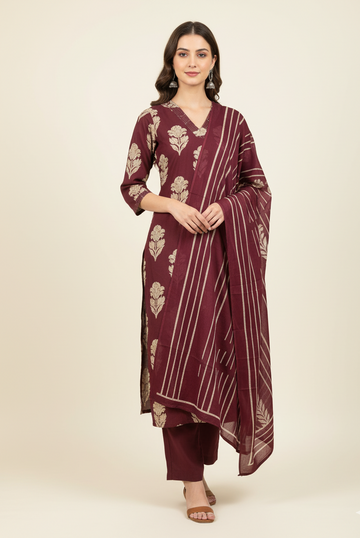 Pure cotton floral print Dupatta set CS0110