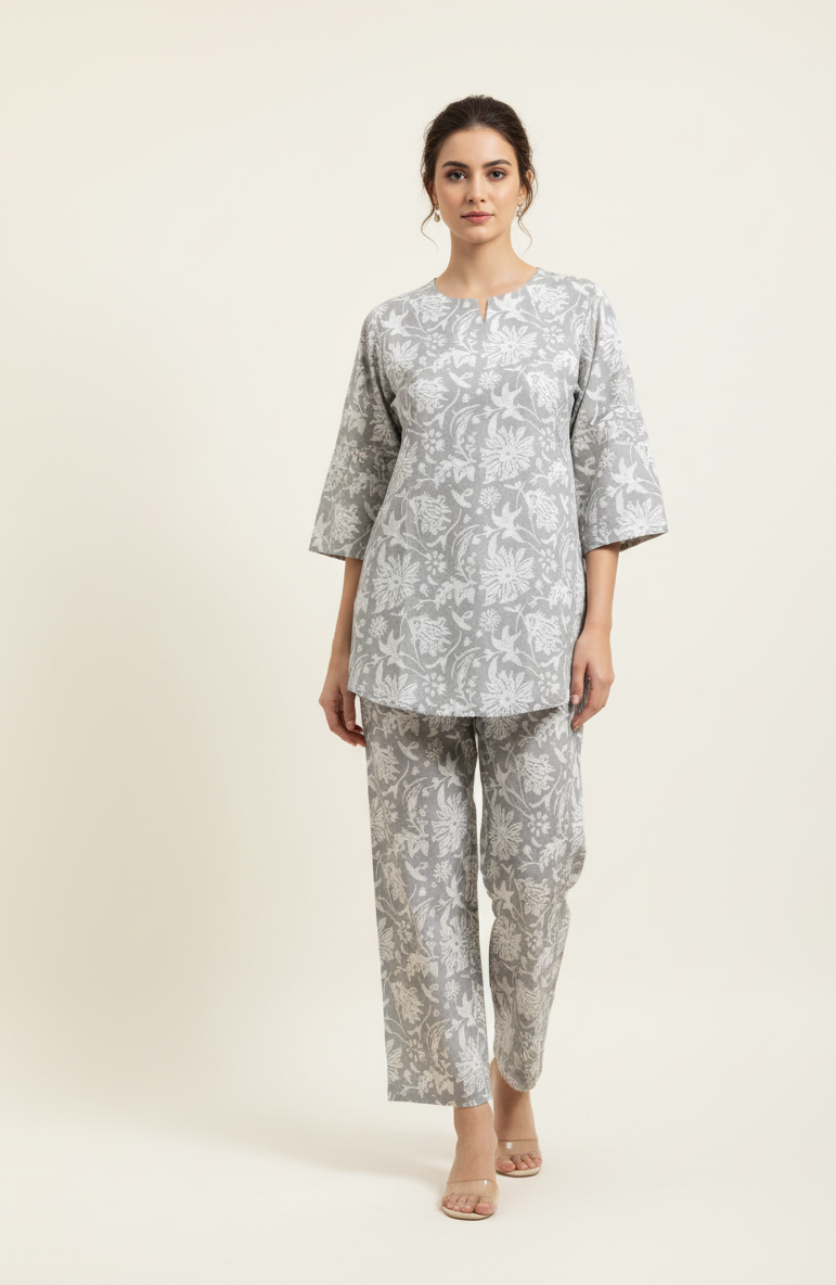 Pure Cotton Floral Print Co Ord Set