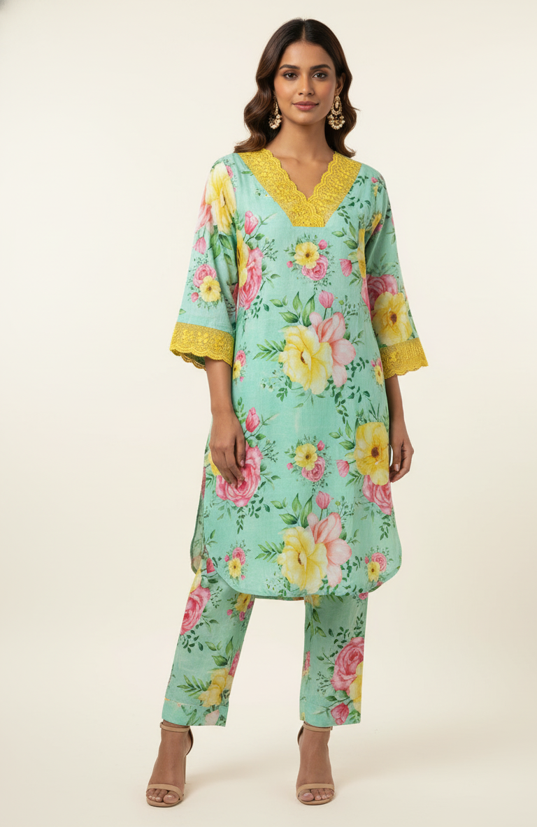 Pure Cotton Floral Print cord set