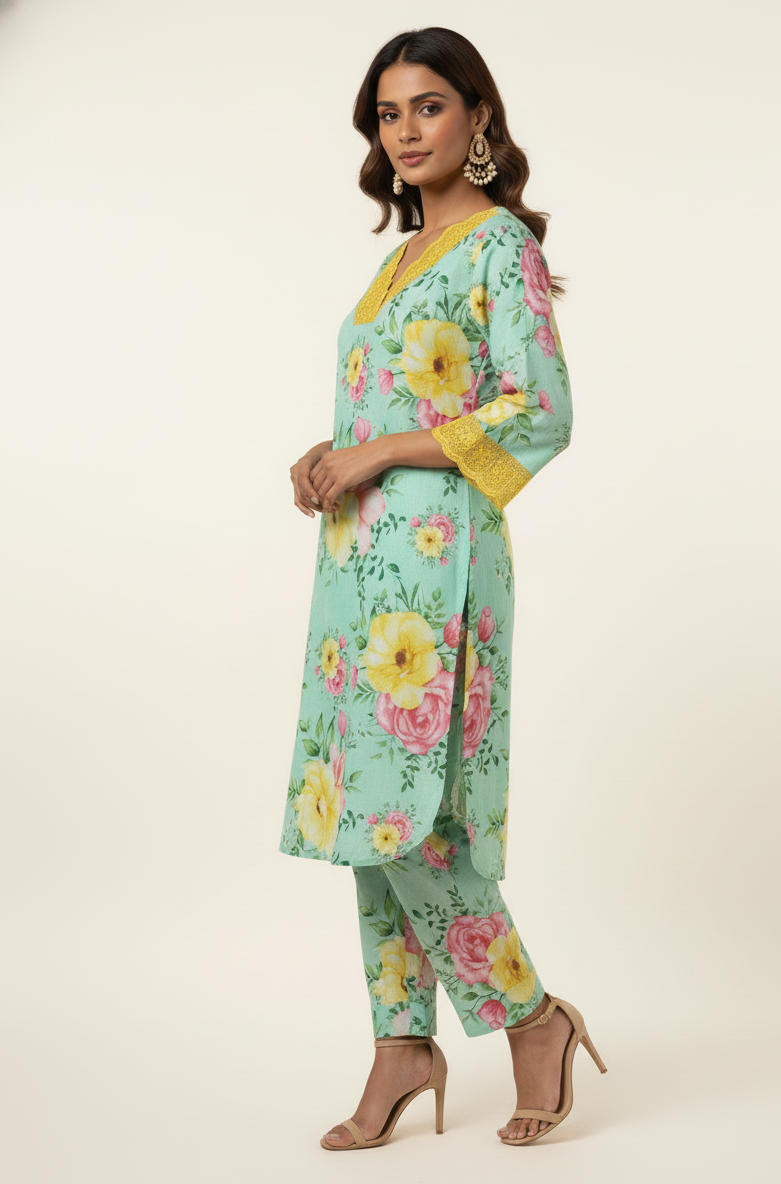 Pure Cotton Floral Print cord set