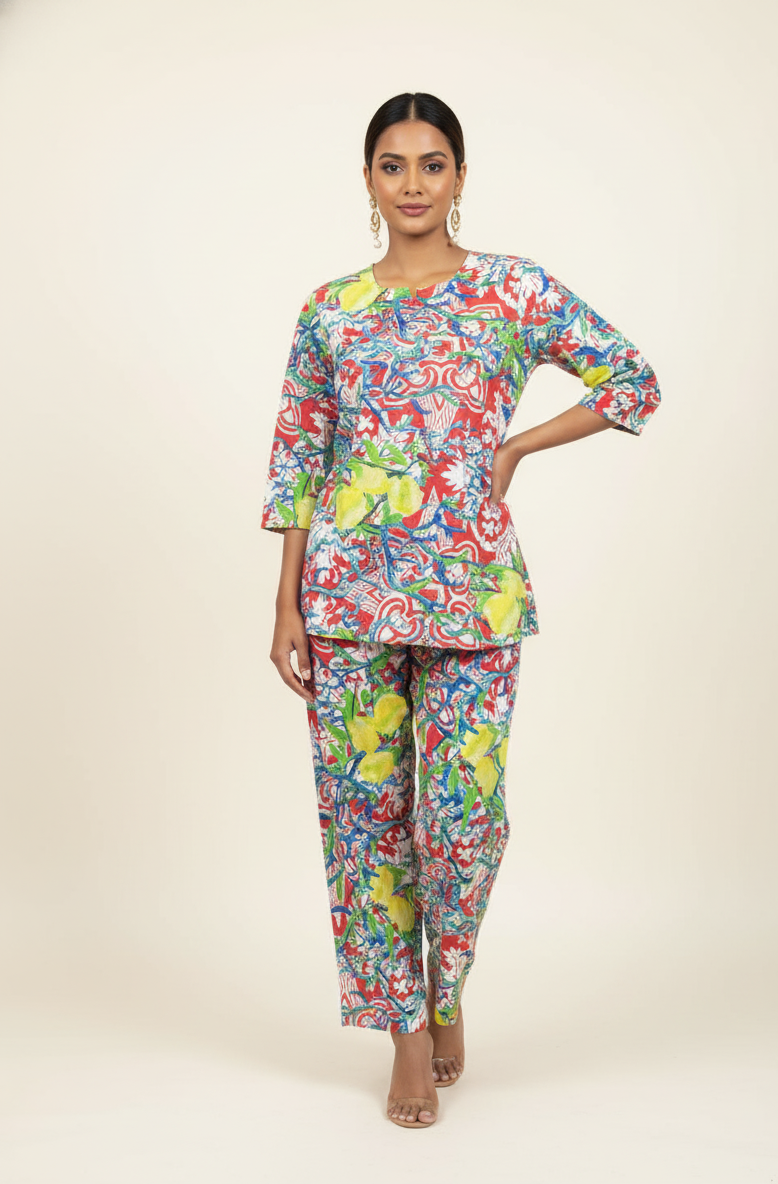 Pure Cotton Floral Print Co Ord Set
