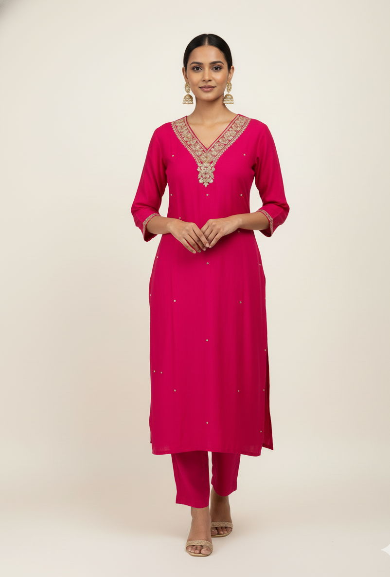 Pure Muslin Bandhej Dupatta Set With Embroidery Work