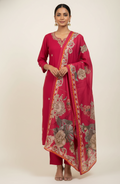 Festive Wear Pure Muslin Dupatta Set With Embroidery