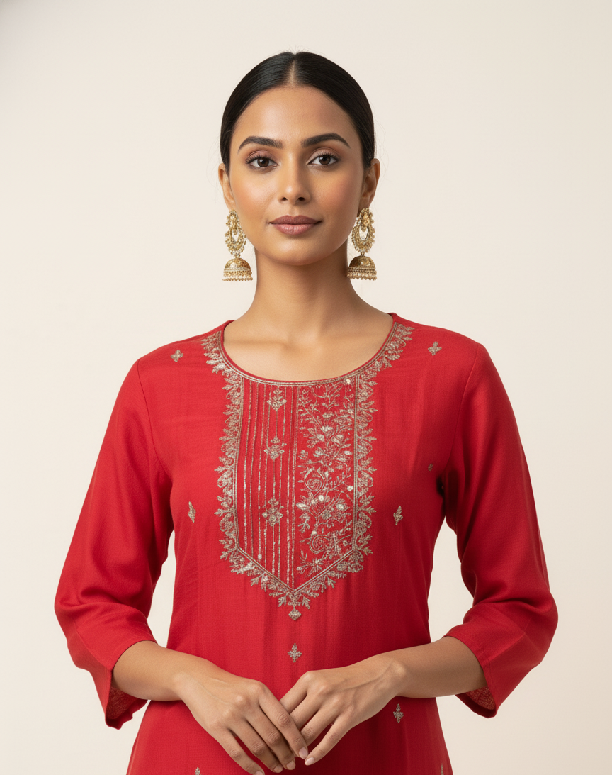 Festive Wear Pure Muslin Dupatta Set With Embroidery