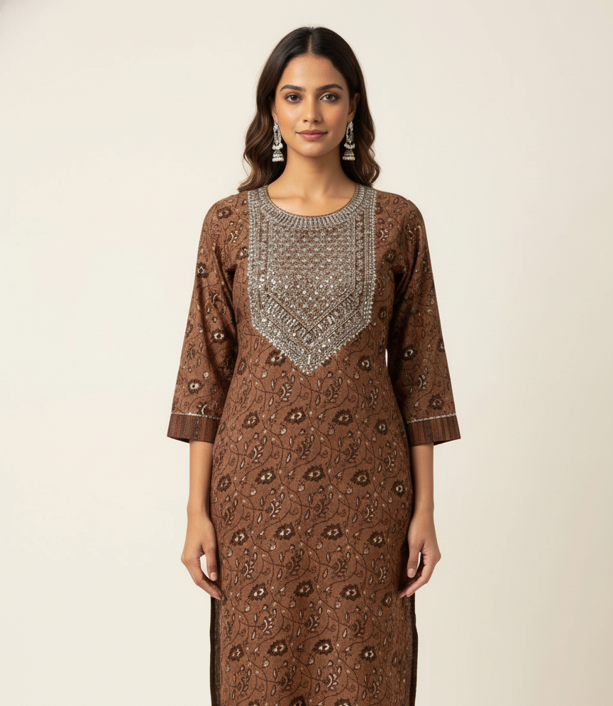 Pure Riyon Floral Print Two Piece  Pant Set PS051