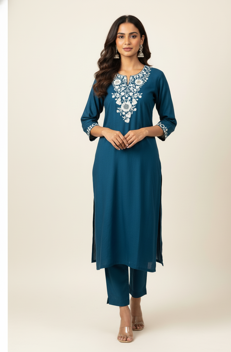 Premium Mul Chanderi Dupatta Set with Embroidery MLC024