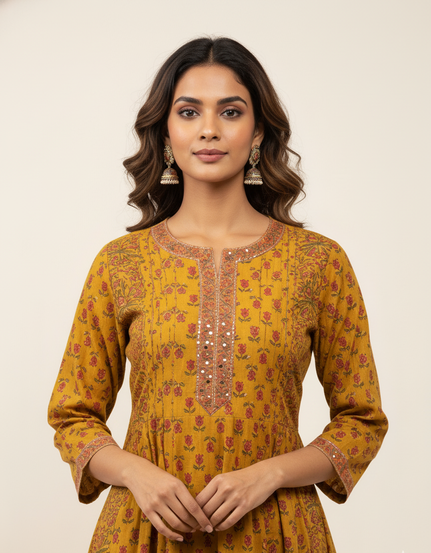 New Pure Cotton A Line Dupatta Set And Embroidery Work CS0141