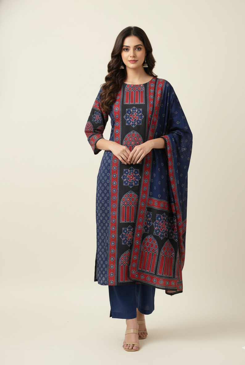 Pure Cotton Digital Print Dupatta Set CS0184