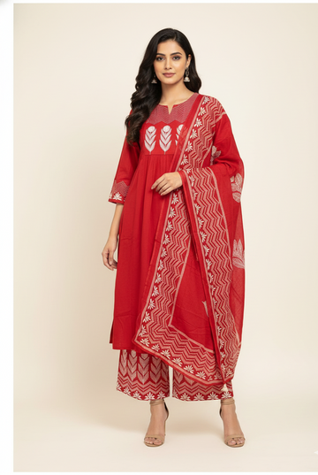 Pure cotton with plazoo Dupatta set CS0108