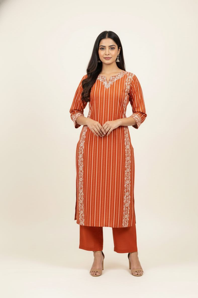 Pure Cotton Dupatta Set with Embroidery Work CS0121