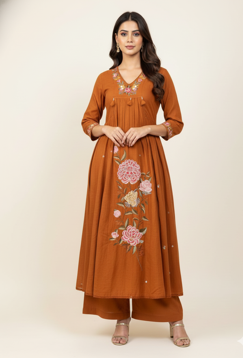 Premium Mul Cotton With Inner Dupatta Set With Embroidery Work  MC012