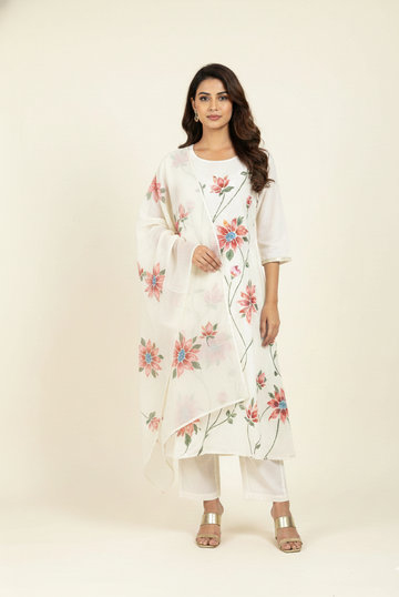 Pure Chanderi Dupatta set with Hand work MLC012