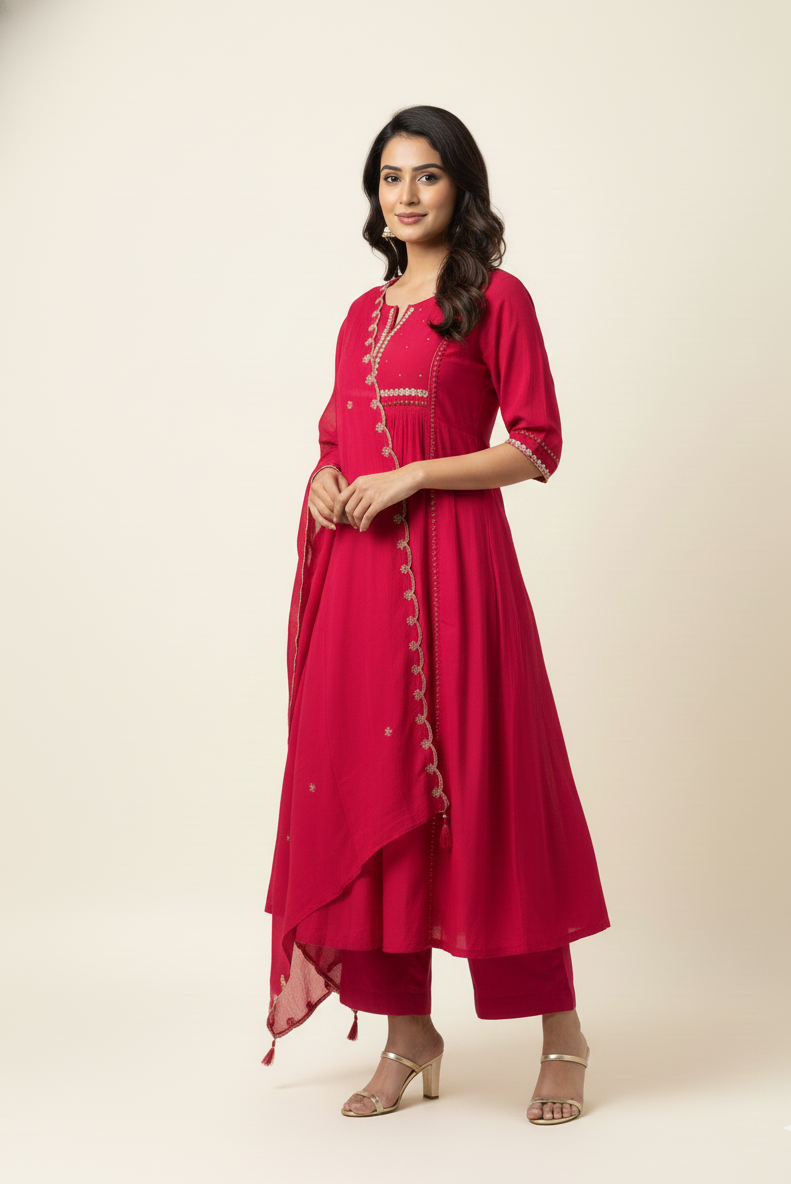 Pure mul chanderi Duppata set with embroidery MLC017