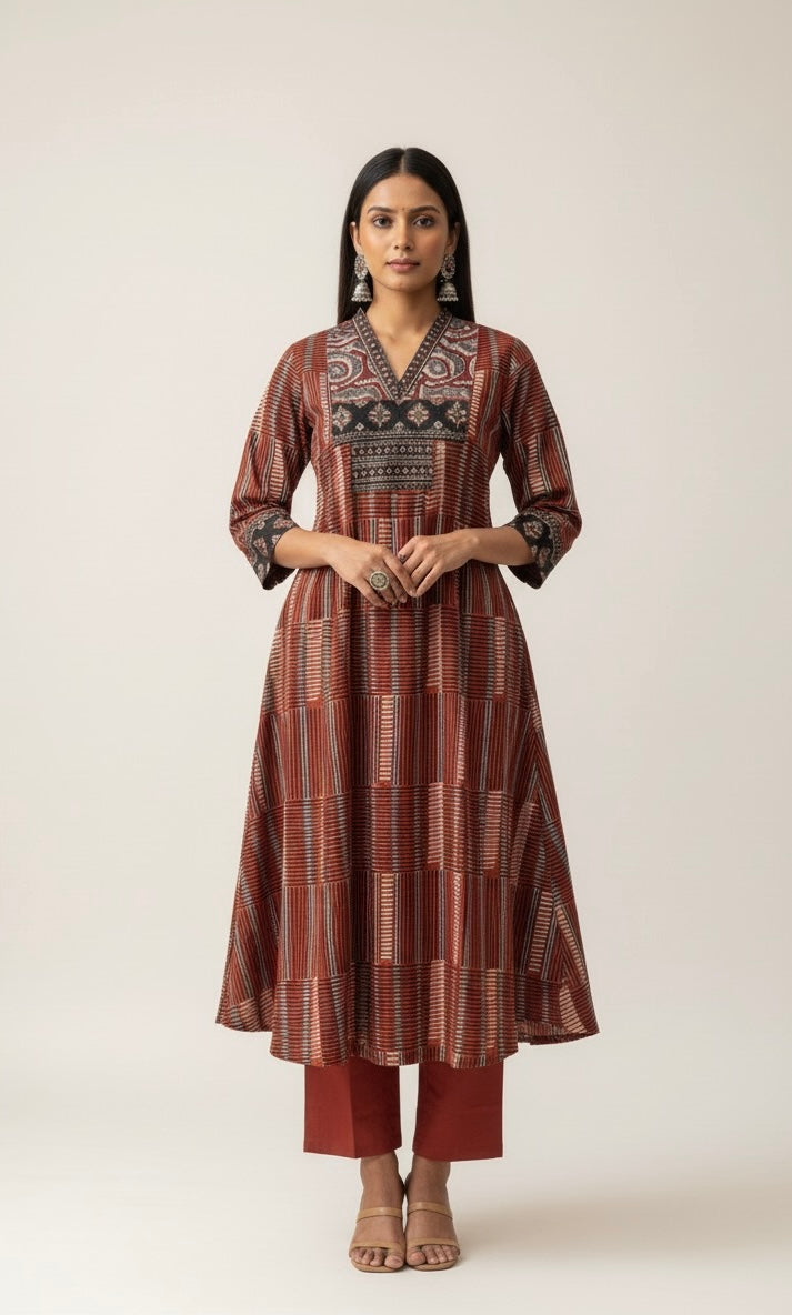 Premium cotton A Line Dupatta Set With appliqué Dupatta