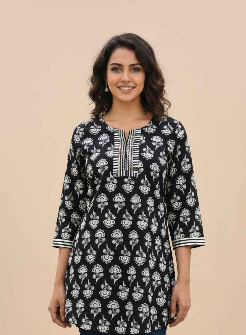 Pure Cotton Floral Print Short Top