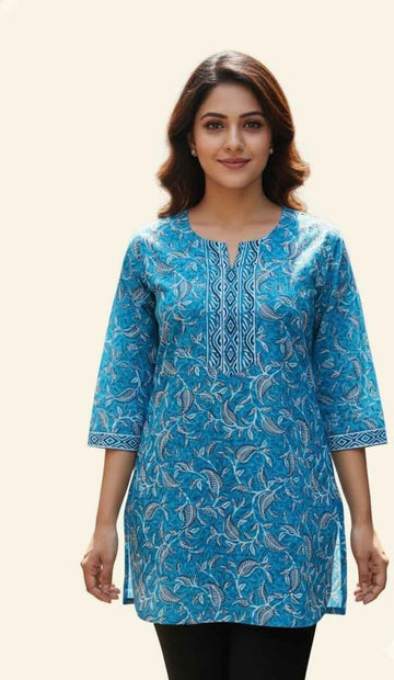 Pure Cotton Floral Print Short Top