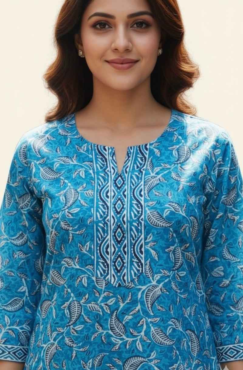 Pure Cotton Floral Print Short Top