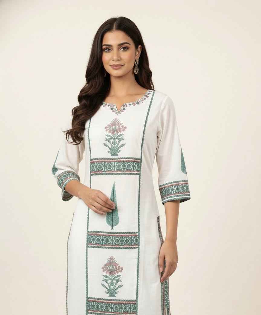 Pure Cotton Three Piece Dupatta Set With Plazzo with inner CS0286