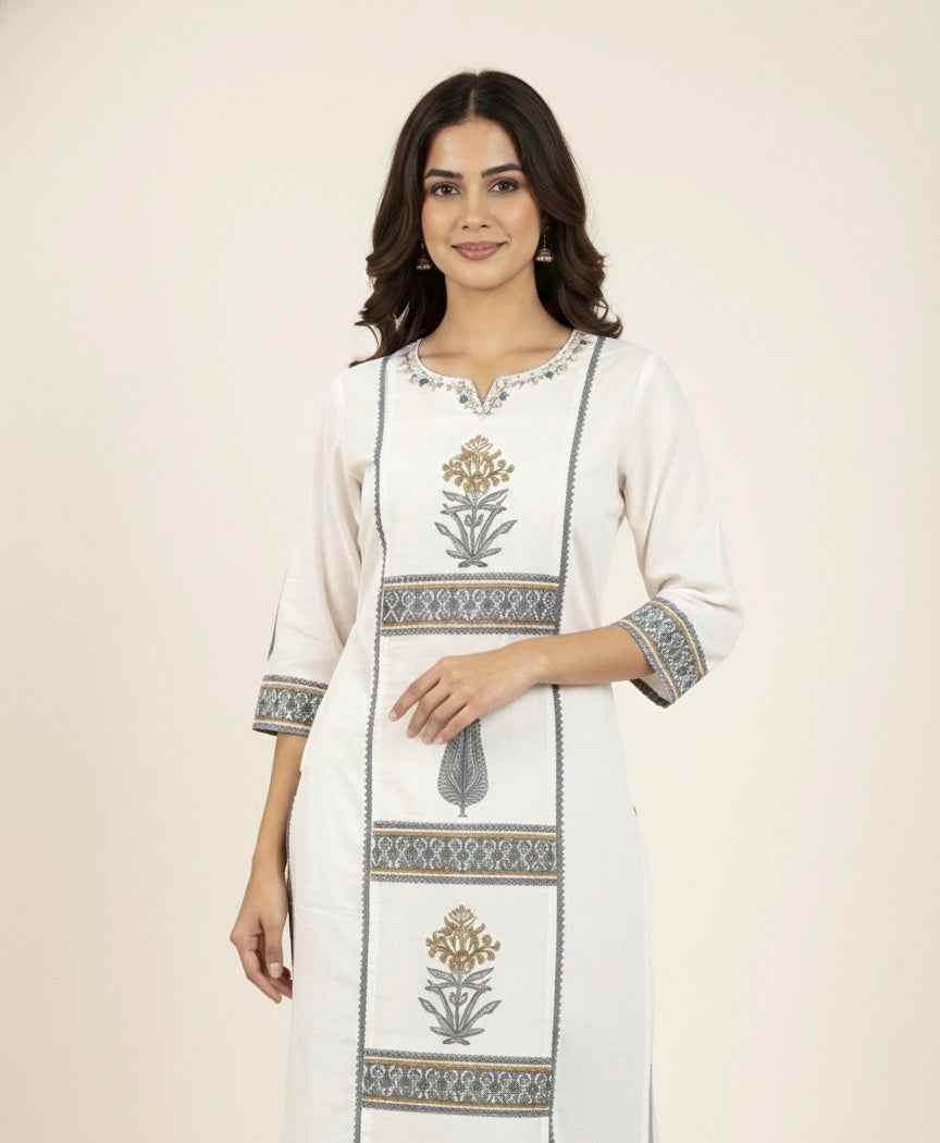 Pure Cotton Three Piece Dupatta Set With Plazzo with inner CS0286