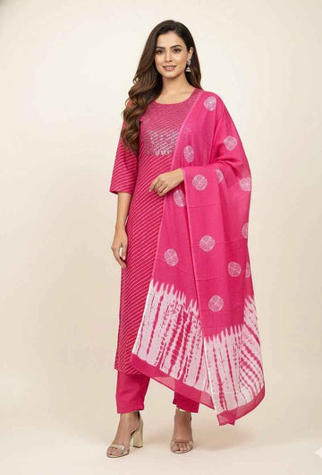 Pure Cotton Three Piece Dupatta Set CS0289