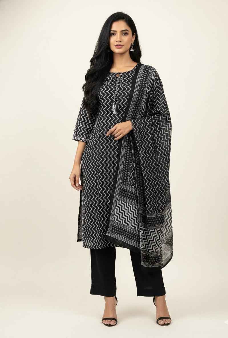 Pure Cotton Three Piece Dupatta Set CS0290