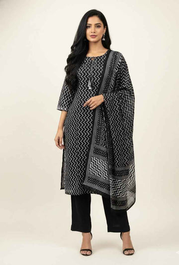 Pure Cotton Three Piece Dupatta Set CS0290