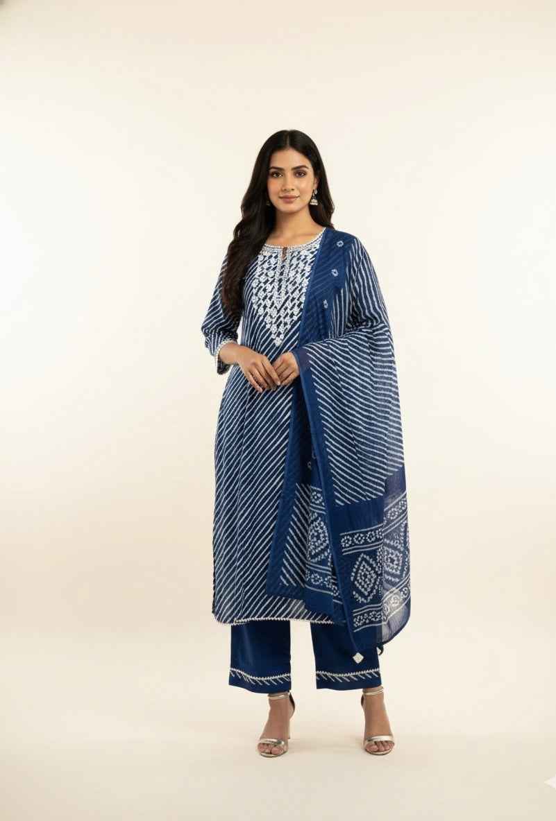 Pure Cotton Three Piece Dupatta Set CS0287