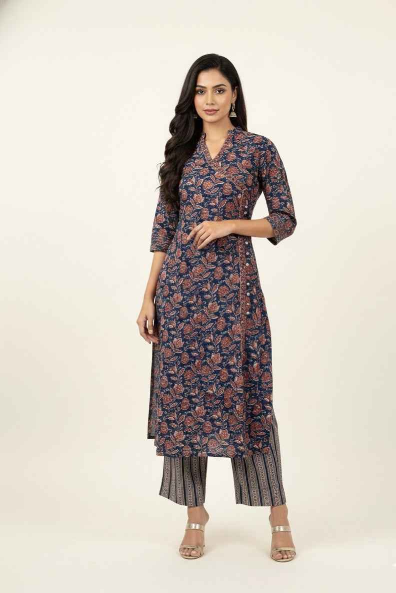 Three Piece Pure Cotton Angrakha Style Dupatta Set ANG007