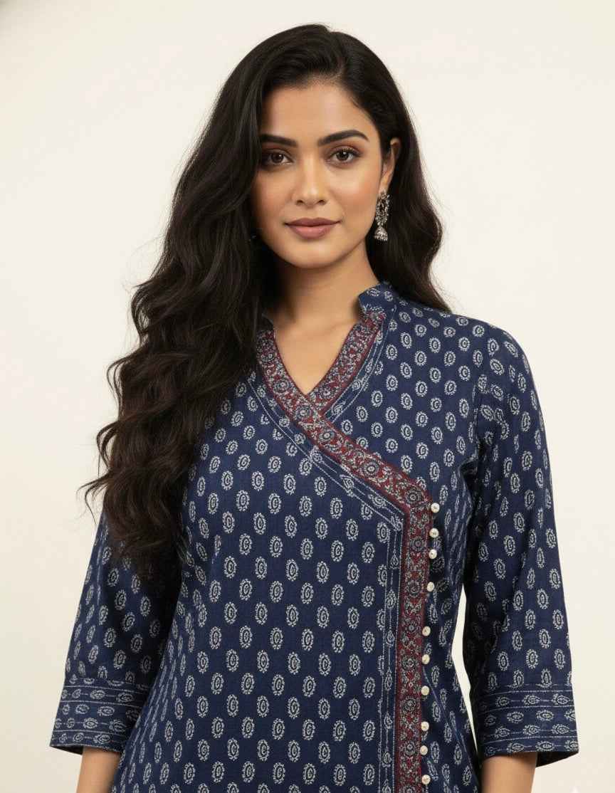 Three Piece Pure Cotton Angrakha Style Dupatta Set ANG008