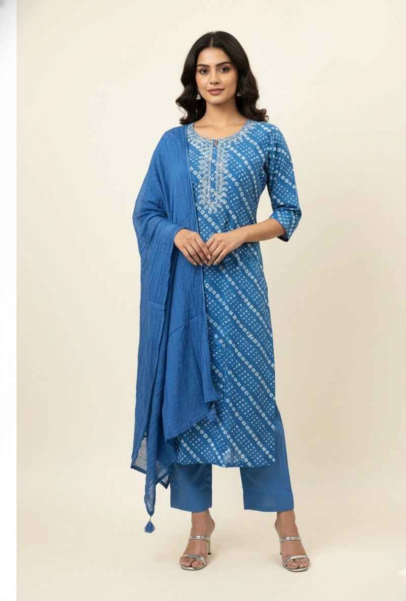 Pure Cotton Three Piece Dupatta Set