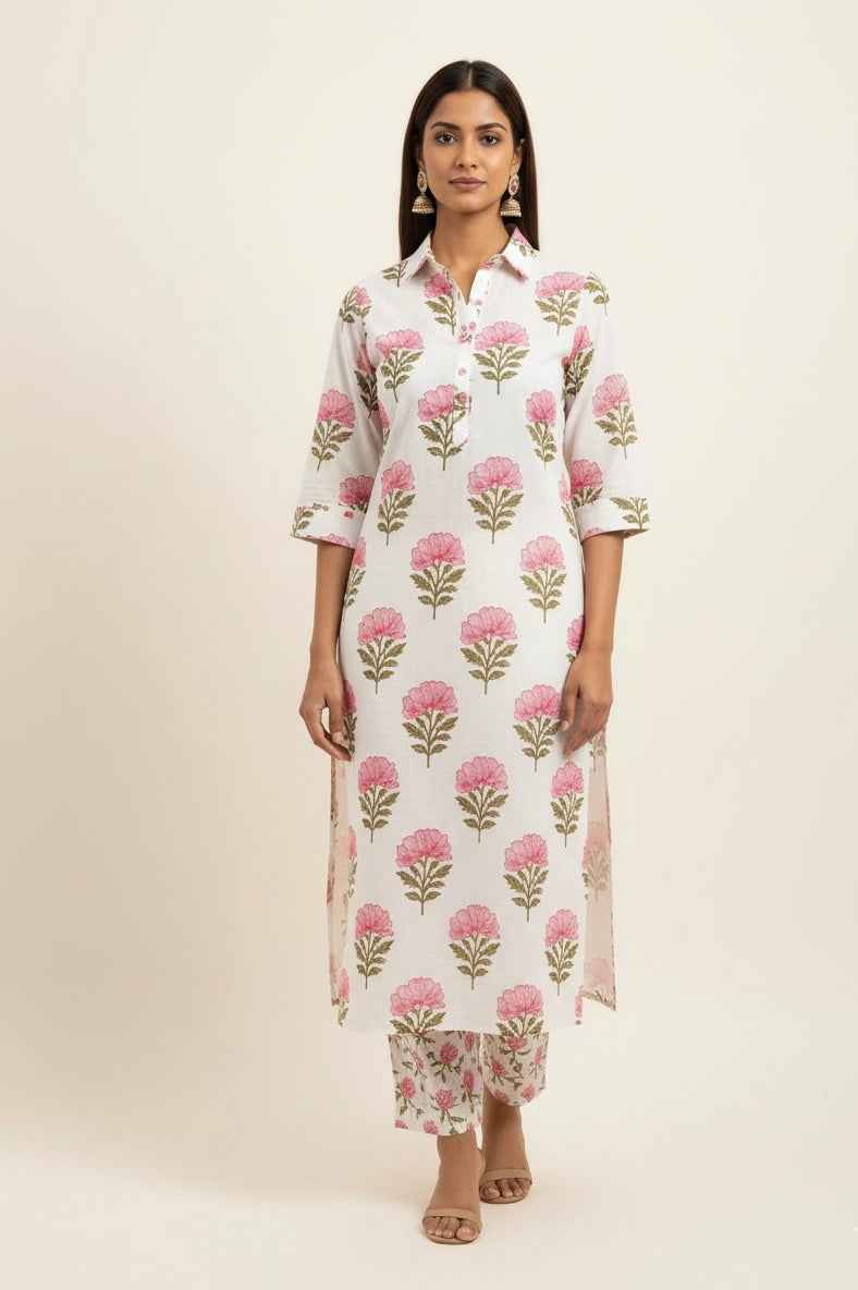 Pure Cotton Floral Print Dupatta Set