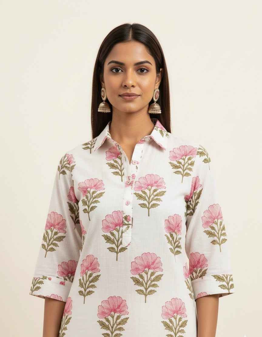 Pure Cotton Floral Print Dupatta Set