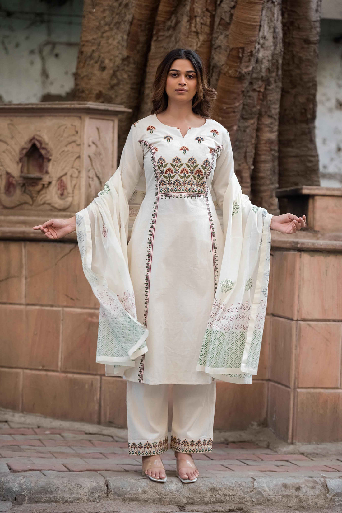 Pure Cotton Flex Three Piece Dupatta Set CS0344