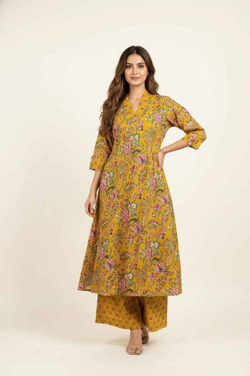Pure Cotton Floral print Two Piece With Palazzo