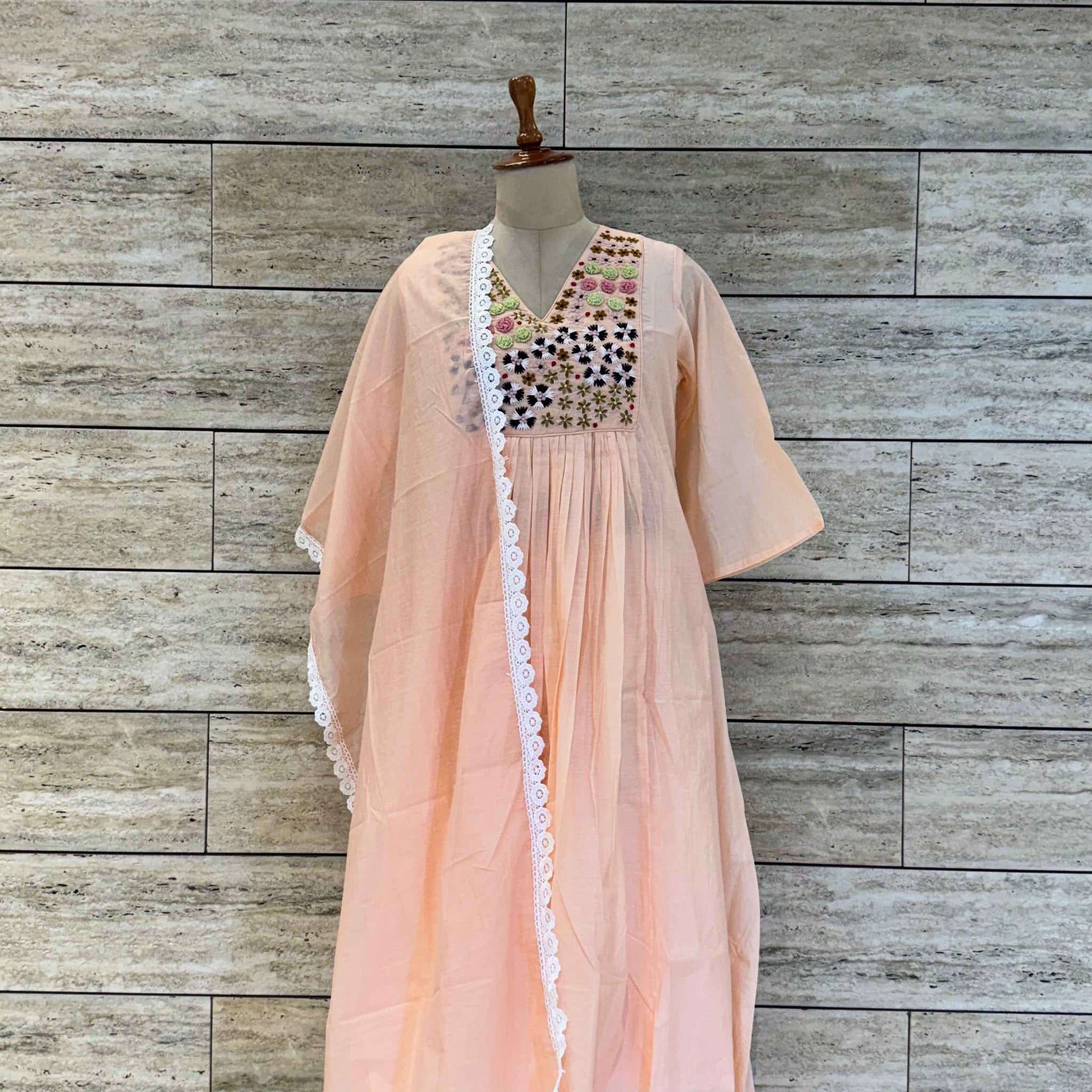 Pure Mul Cotton Three Piece Dupatta Set