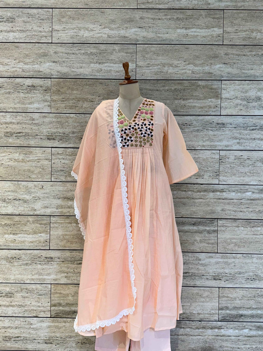 Pure Mul Cotton Three Piece Dupatta Set