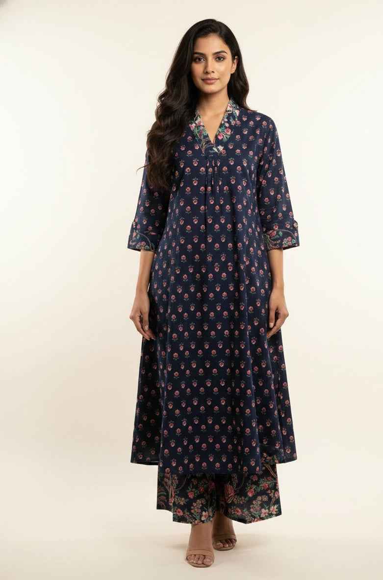 Pure Cotton A Line Two Piece With Palazzo